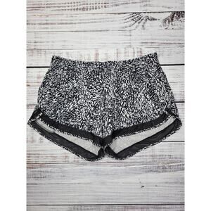 Athleta Mesh Racer Run Shorts 4" Black and White Size Large